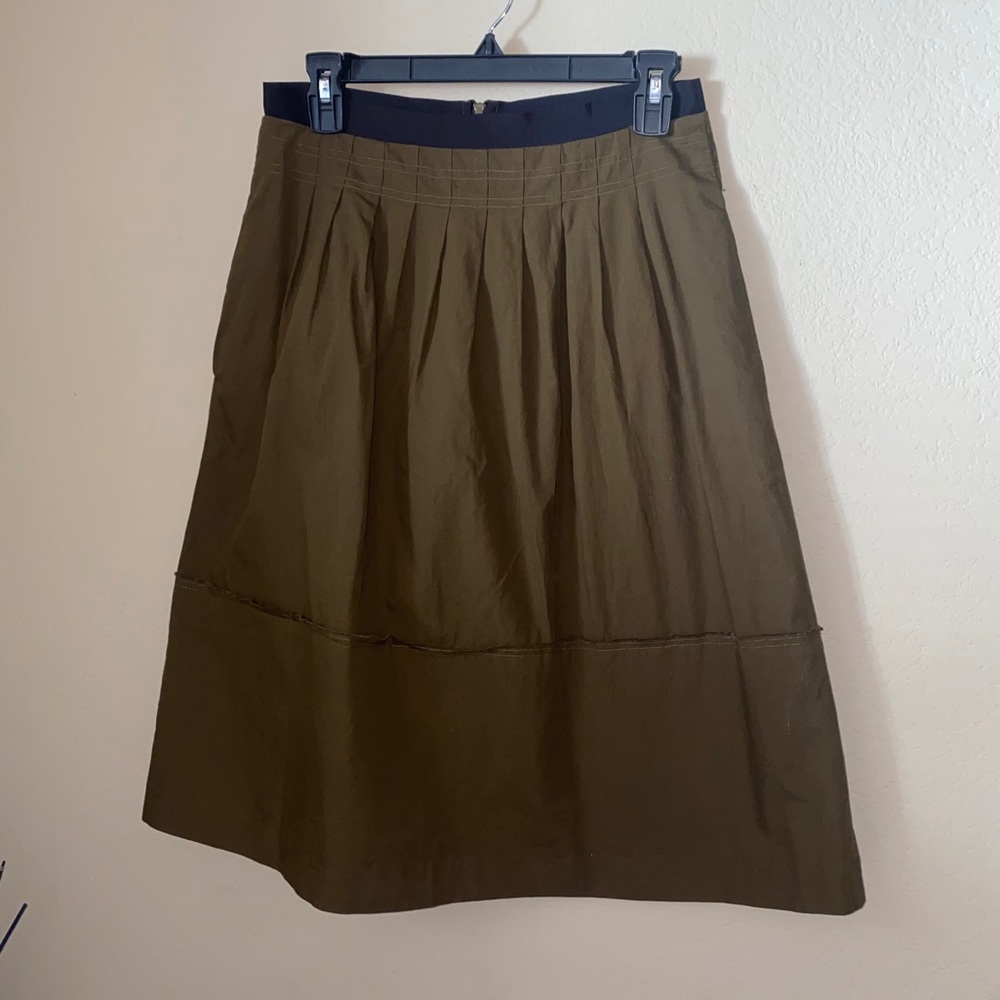 Madewell Pleated Midi Skirt Size 4 Olive Green EUC - Picture 2 of 7